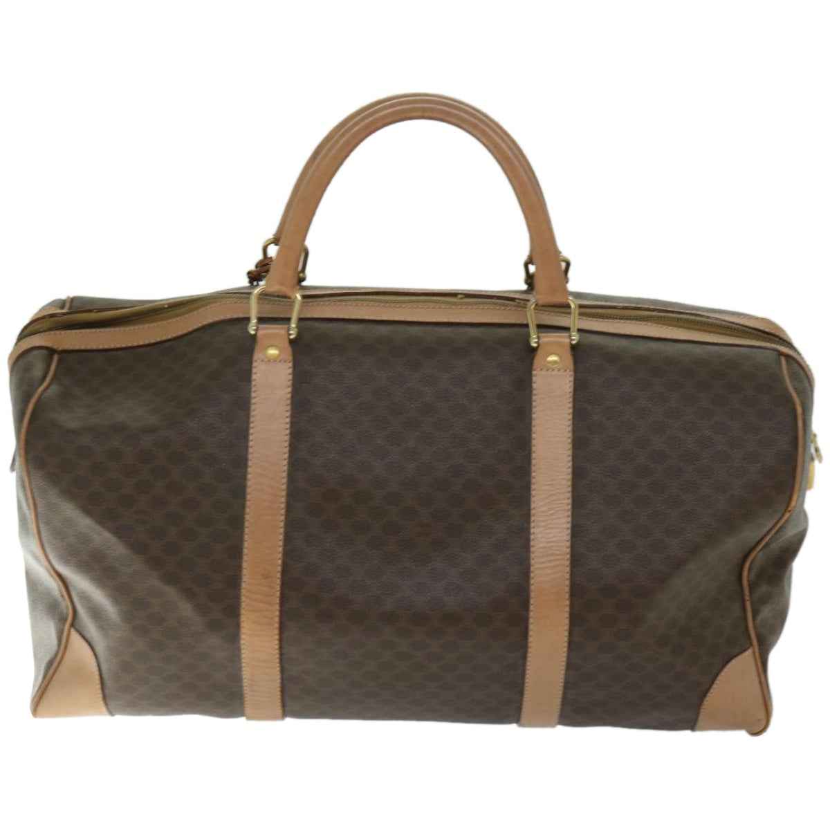 CELINE Macadam Canvas Boston Bag PVC Brown  66822