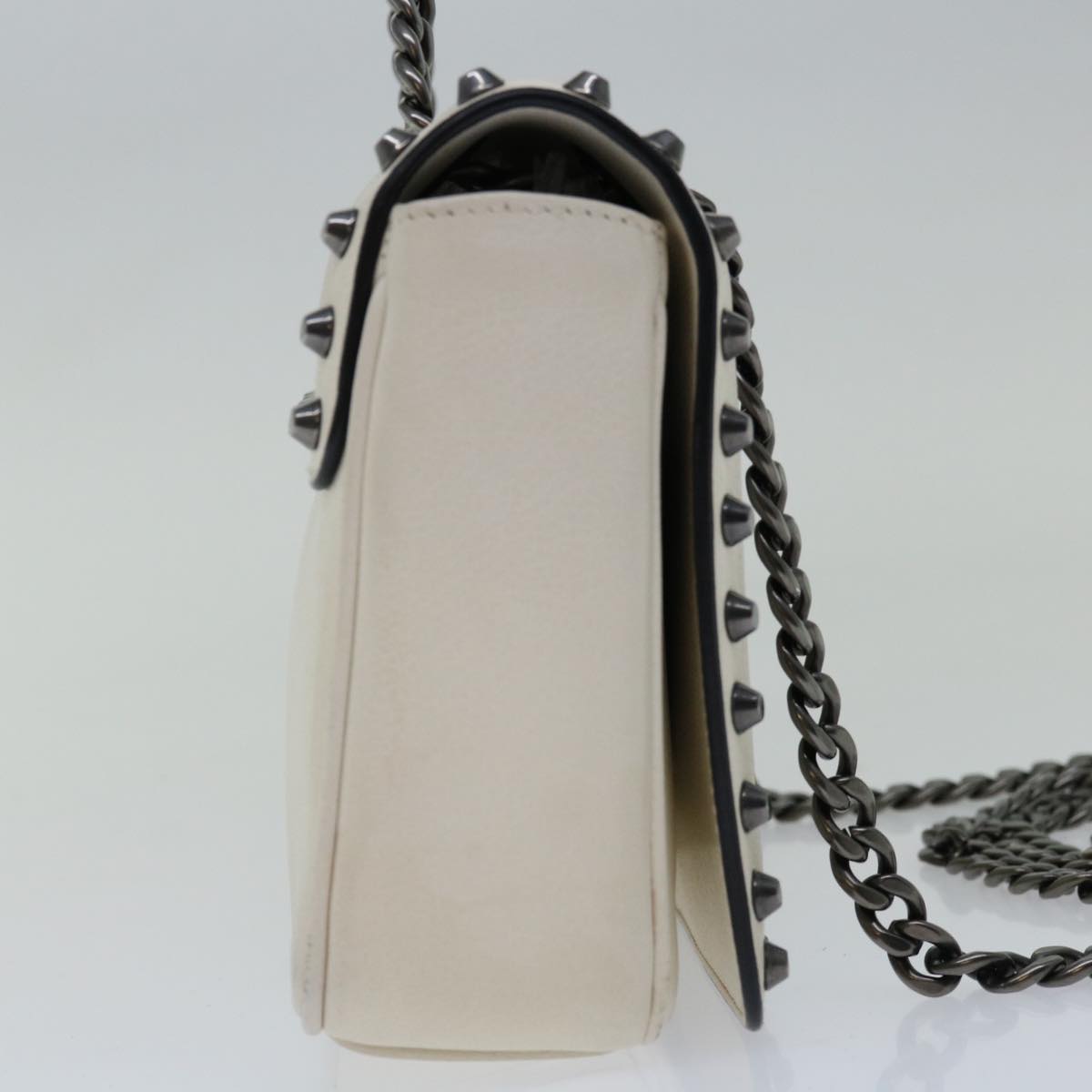 PRADA Chain Shoulder Bag Leather Ivory 66873