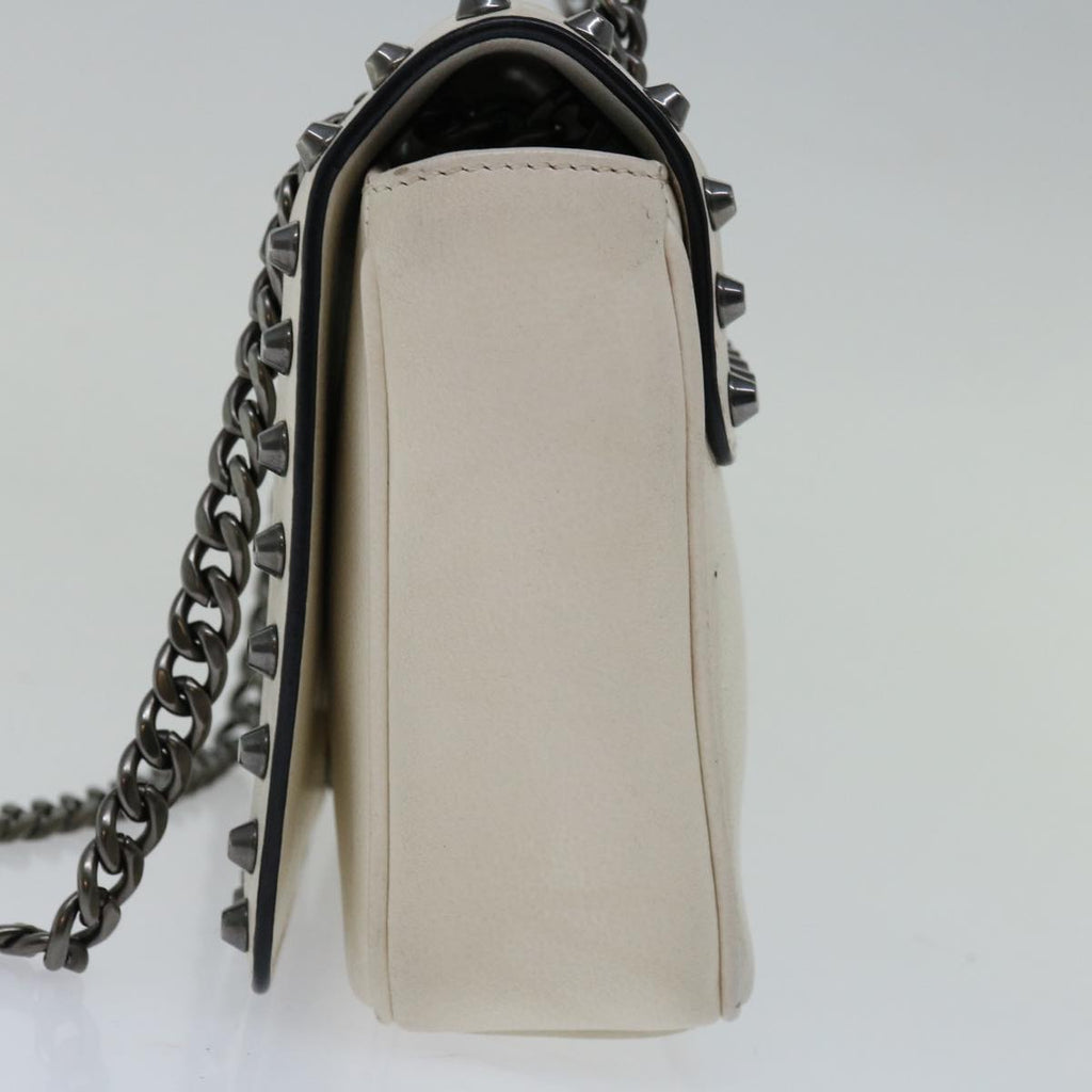 PRADA Chain Shoulder Bag Leather Ivory 66873