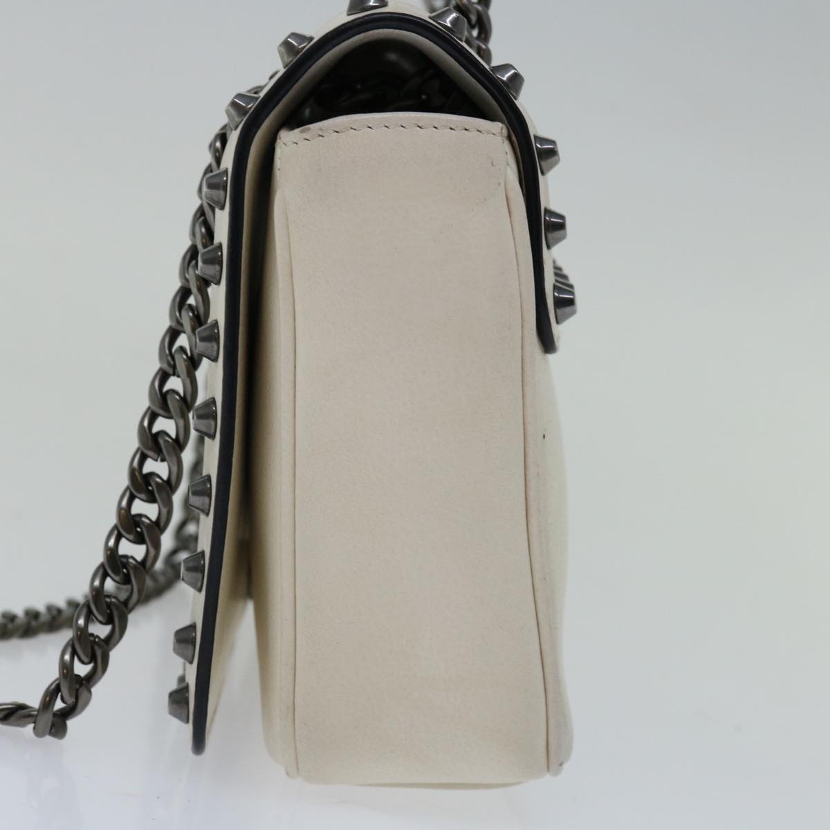 PRADA Chain Shoulder Bag Leather Ivory 66873