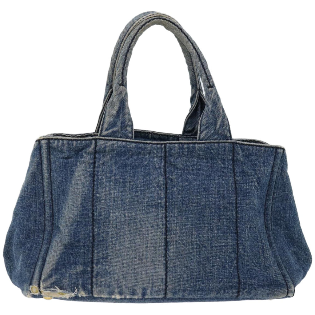 PRADA Canapa MM Hand Bag Denim Blue  66920
