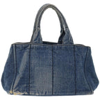 PRADA Canapa MM Hand Bag Denim Blue  66920