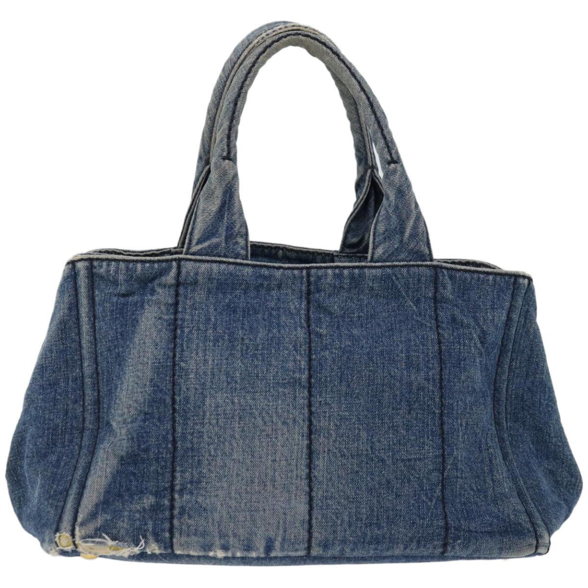 PRADA Canapa MM Hand Bag Denim Blue  66920