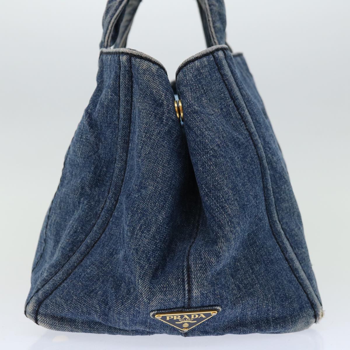 PRADA Canapa MM Hand Bag Denim Blue  66920