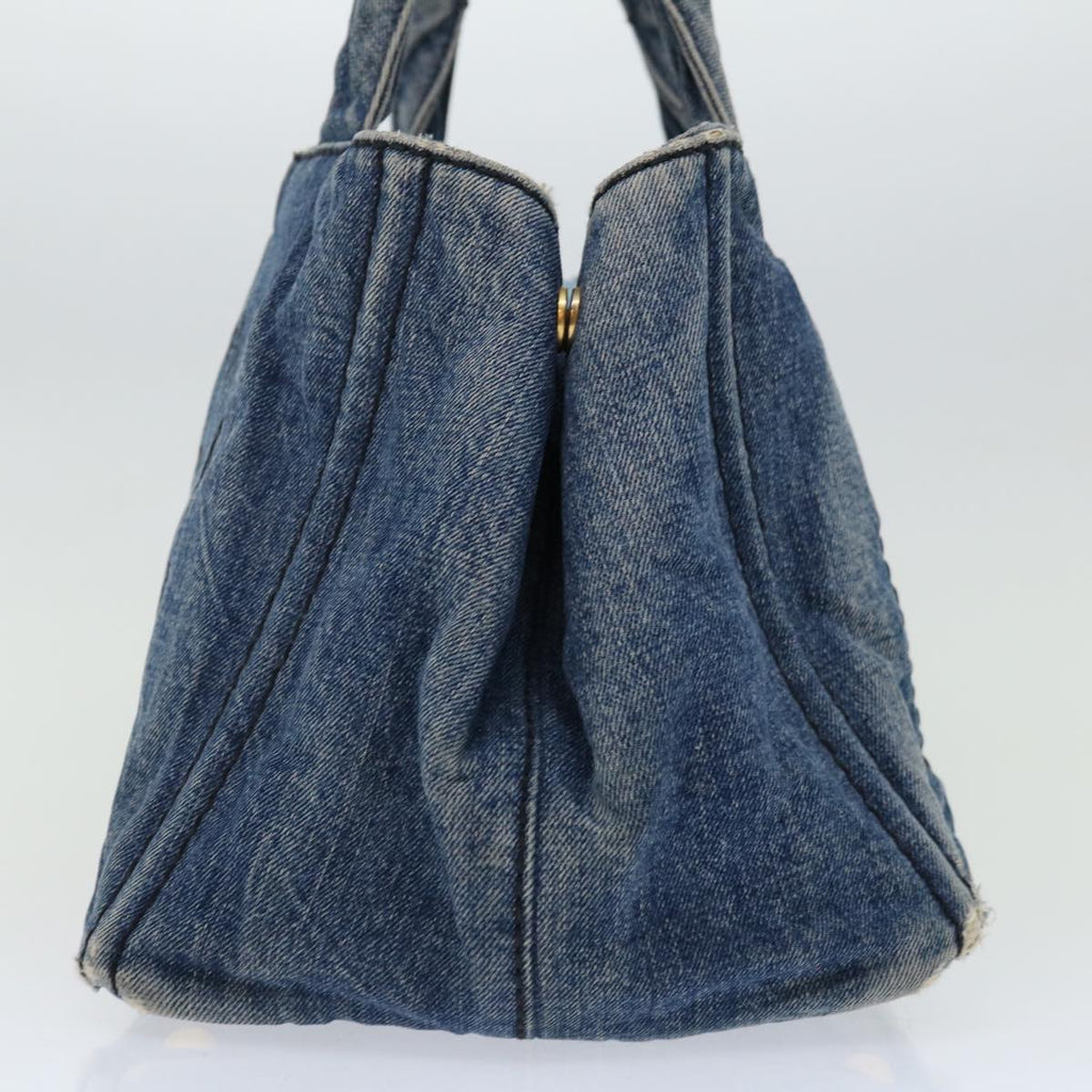 PRADA Canapa MM Hand Bag Denim Blue  66920