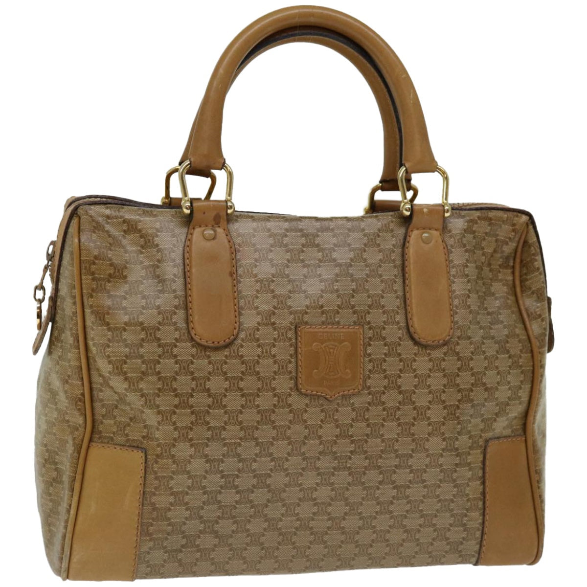 CELINE Macadam Canvas Hand Bag Beige  66921