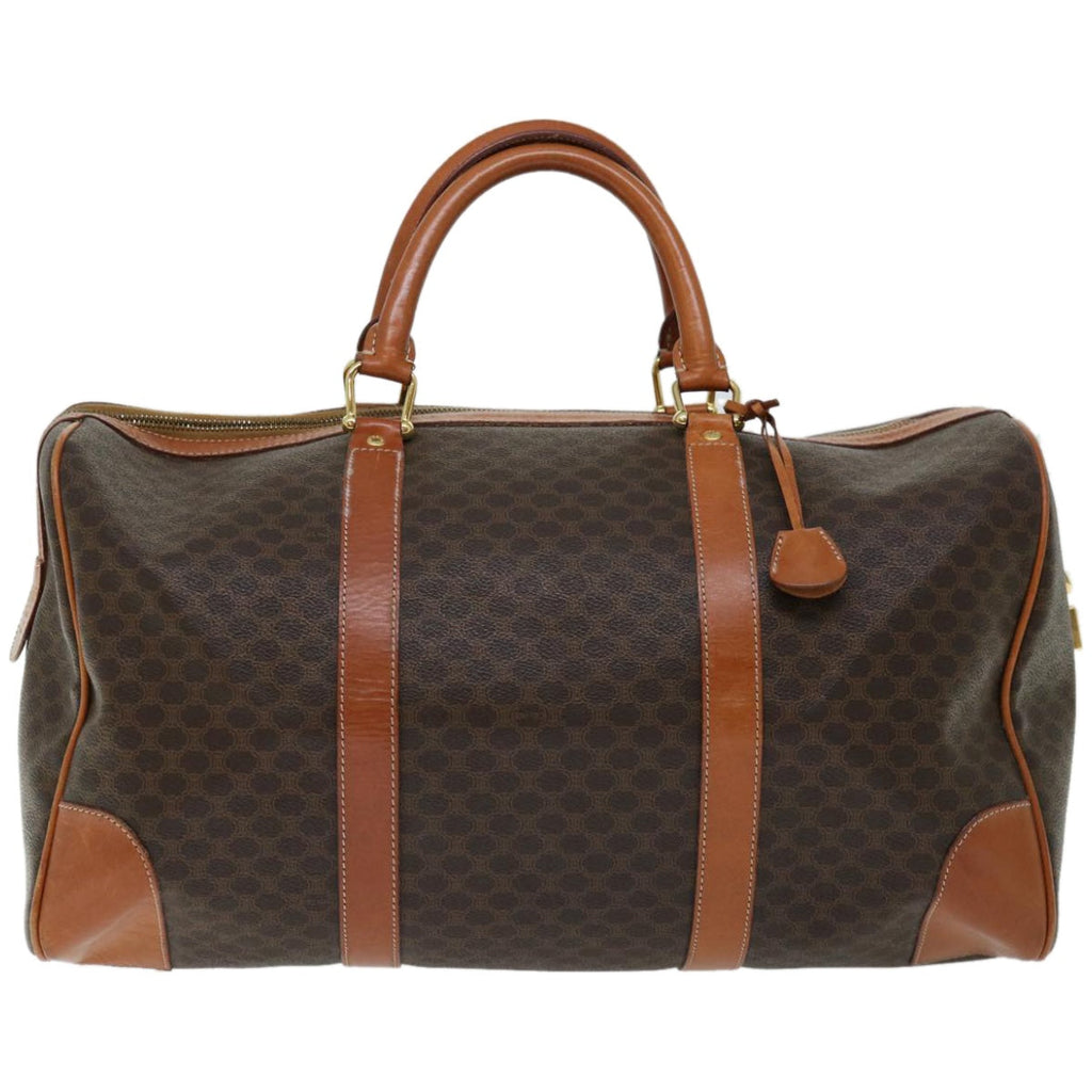 CELINE Macadam Canvas Boston Bag PVC Brown  66956