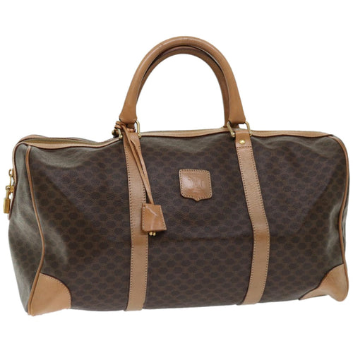 CELINE Macadam Canvas Boston Bag PVC Brown  66957