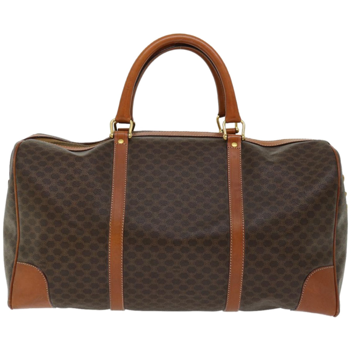 CELINE Macadam Canvas Boston Bag PVC Brown  66958