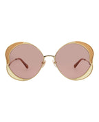 Chloe Round-Frame Metal Sunglasses
