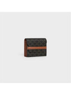 CELINE Triomphe Canvas Strap Business Card Half Wallet Tan