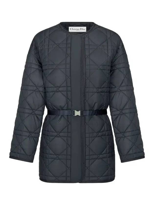 Macrocannage Belted Quilted Technical Taffeta Padding Navy Dior
