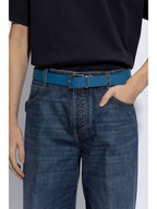 Bottega Veneta Intrecciato Reversible Leather Belt Black Blue