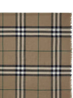 Burberry Raw Cut Checked Wool Scarf Brown