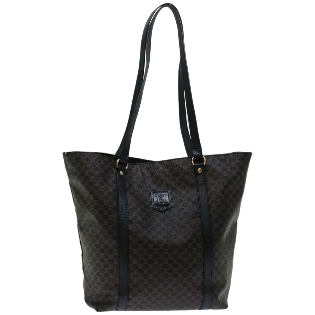 CELINE Macadam Canvas Tote Bag PVC Leather Black  67059