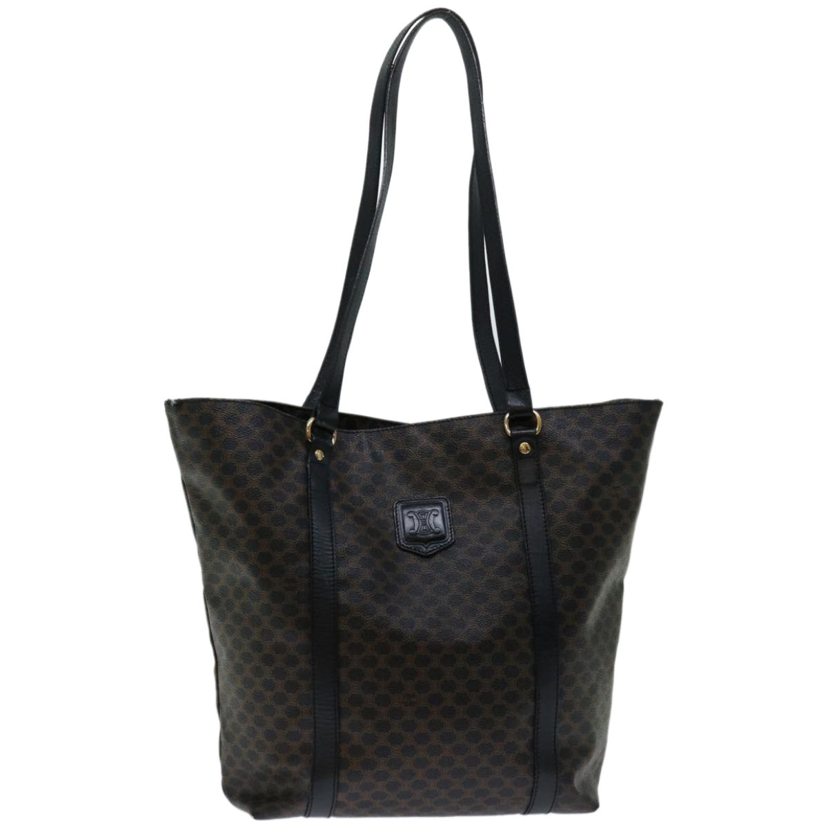 CELINE Macadam Canvas Tote Bag PVC Leather Black  67059