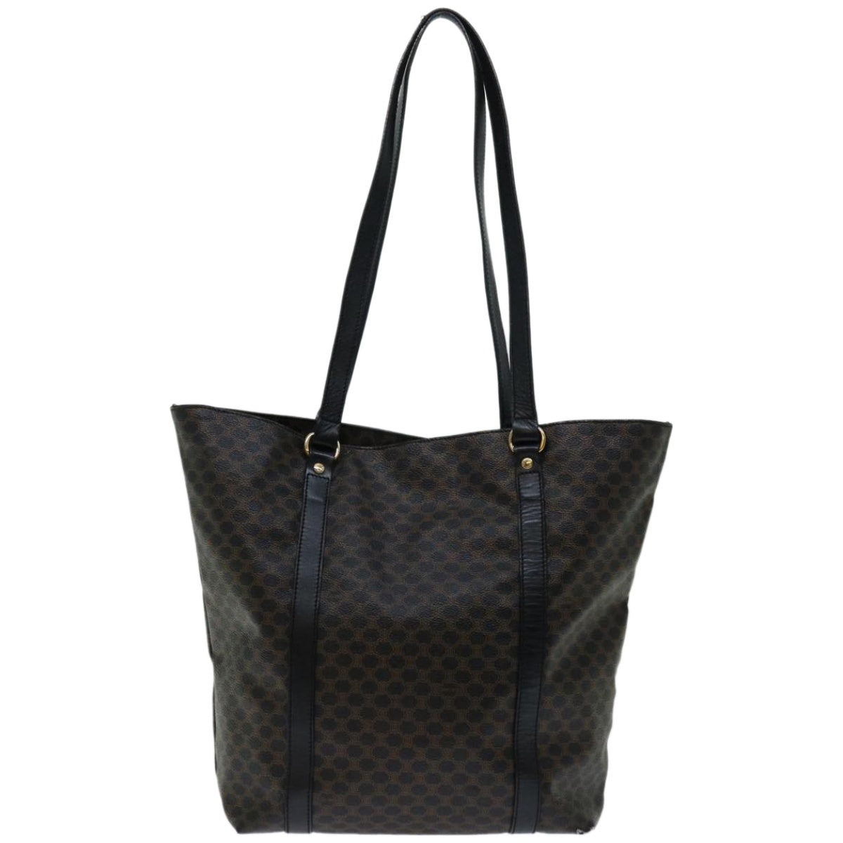 CELINE Macadam Canvas Tote Bag PVC Leather Black  67059