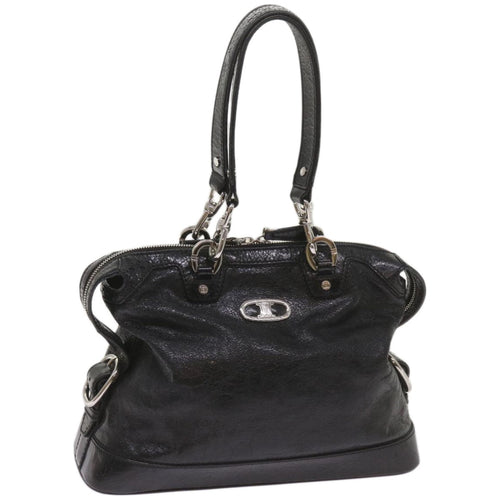 CELINE Hand Bag Leather Black  67072
