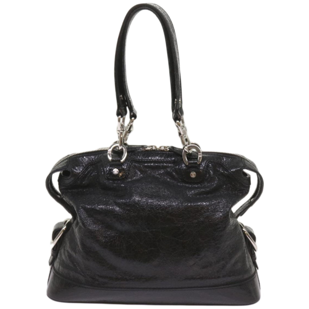 CELINE Hand Bag Leather Black  67072