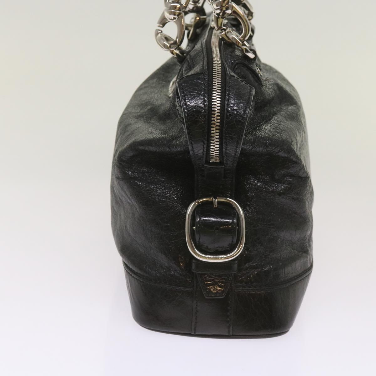 CELINE Hand Bag Leather Black  67072