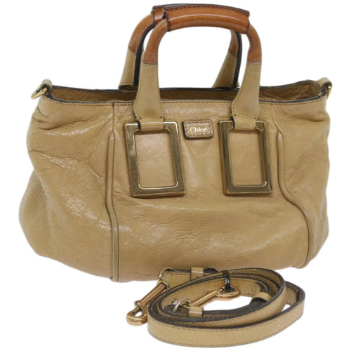 Chloe Etel Shoulder Bag Leather 2way Beige 67077
