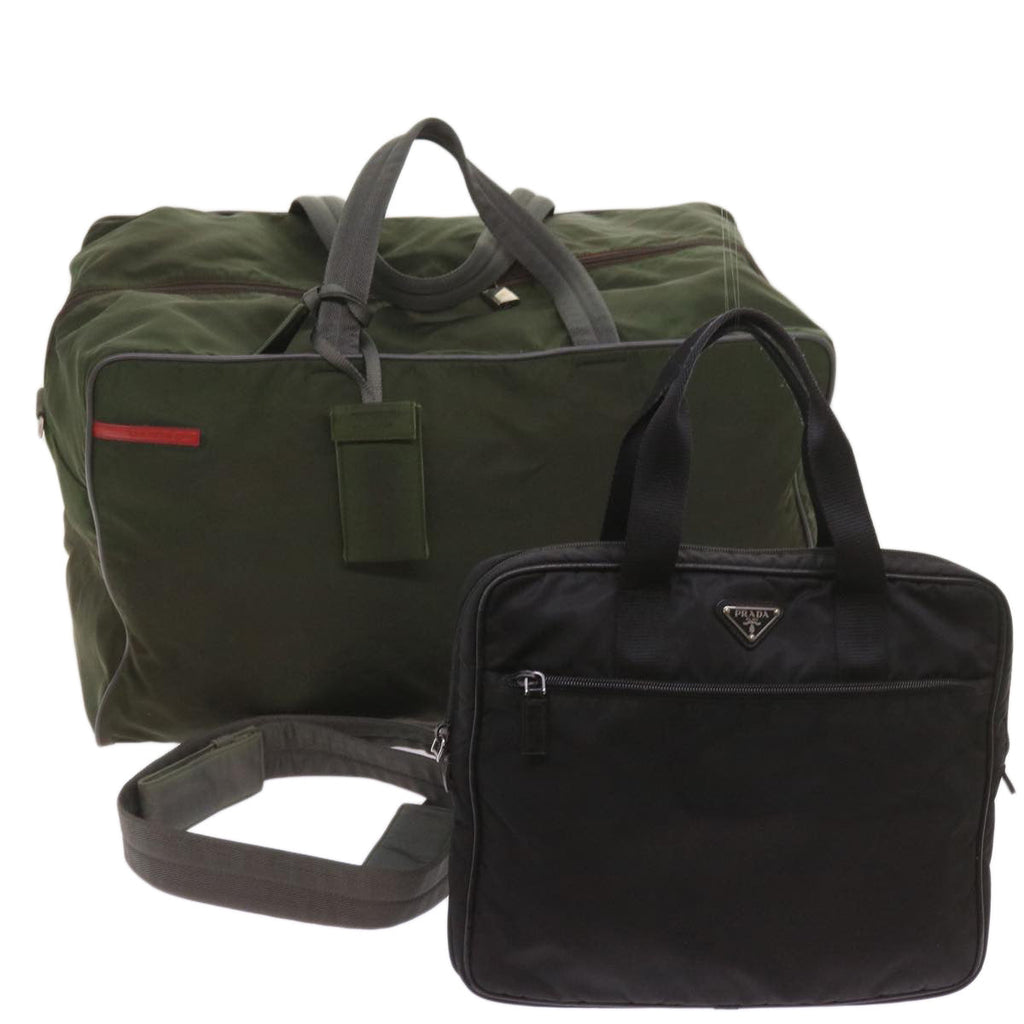 PRADA Shoulder Bag Nylon 2Set Black Khaki 67079