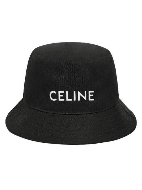 CELINE Embroidered Logo Bucket Hat Black