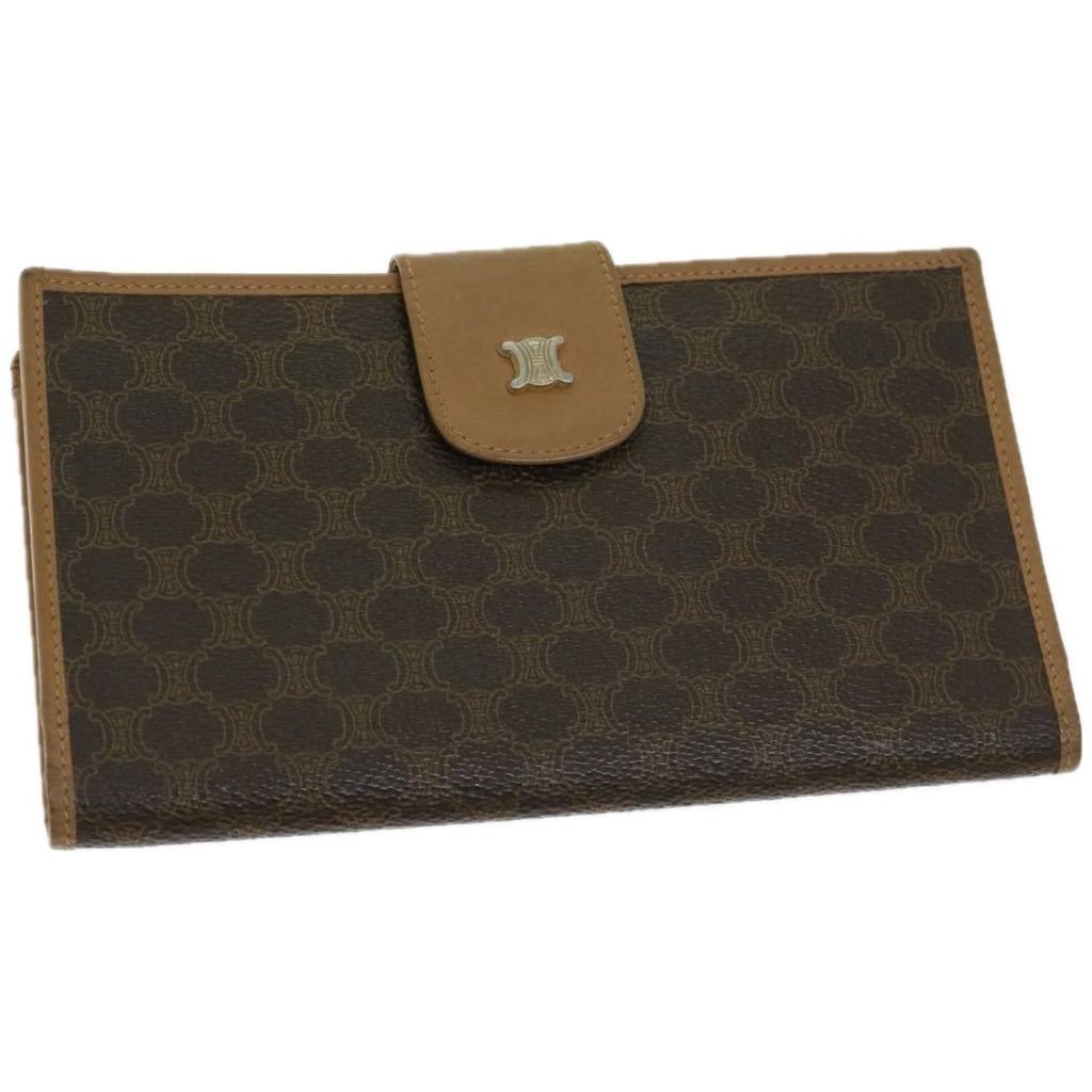 CELINE Macadam Canvas Wallet PVC Leather Brown  67107