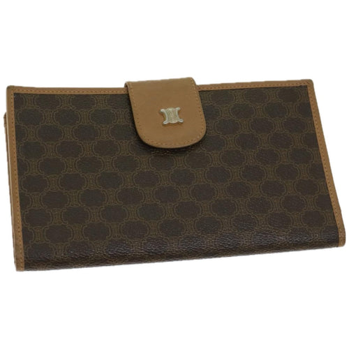 CELINE Macadam Canvas Wallet PVC Leather Brown  67107