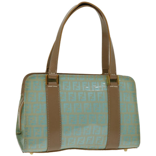 FENDI Zucchino Canvas Hand Bag Enamel Light Blue67120
