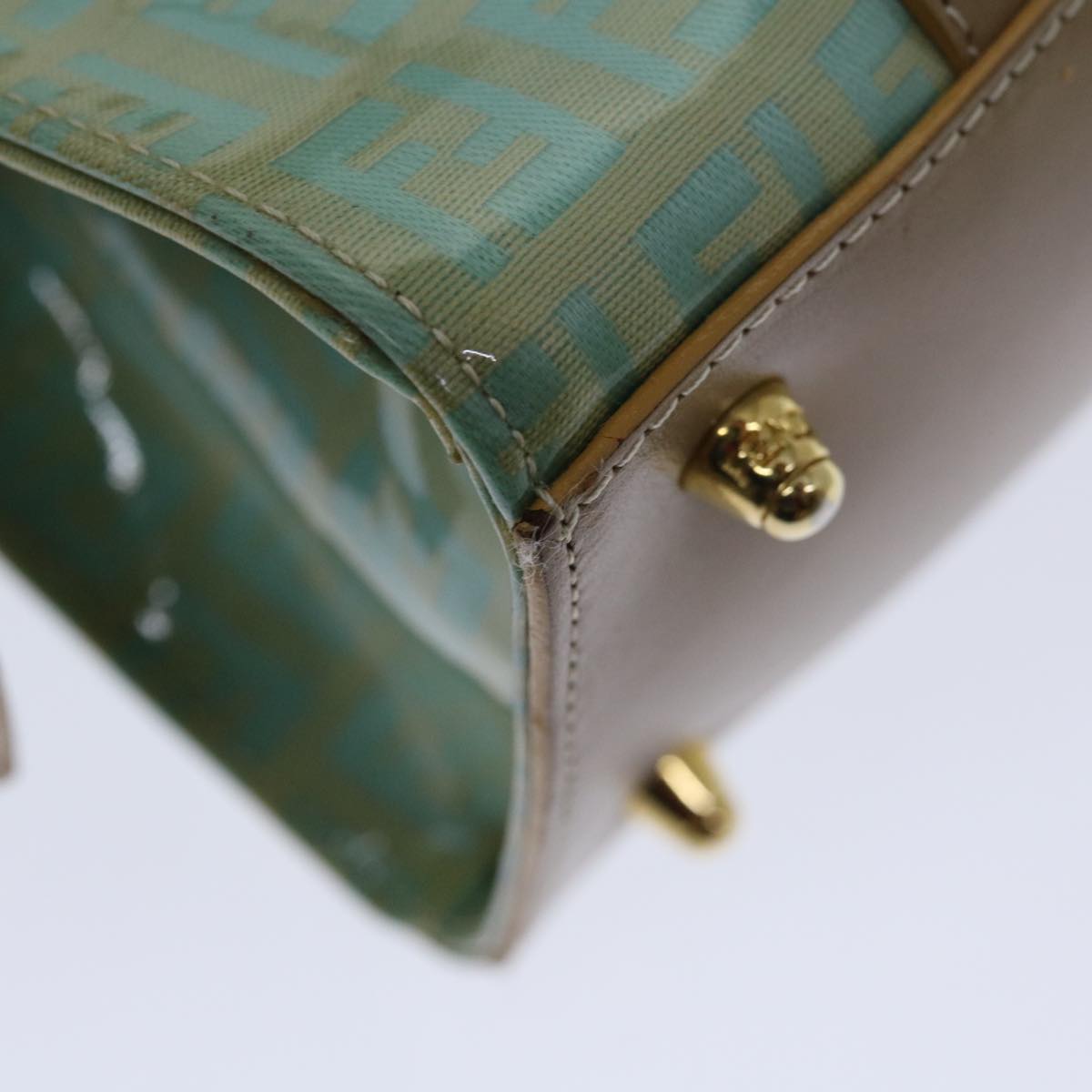 FENDI Zucchino Canvas Hand Bag Enamel Light Blue67120