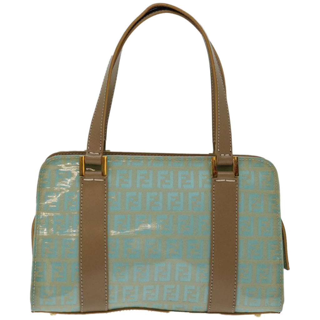 FENDI Zucchino Canvas Hand Bag Enamel Light Blue67120