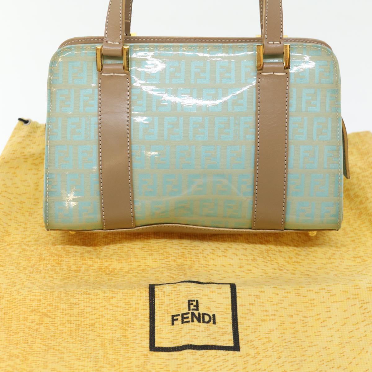 FENDI Zucchino Canvas Hand Bag Enamel Light Blue67120