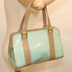 FENDI Zucchino Canvas Hand Bag Enamel Light Blue67120