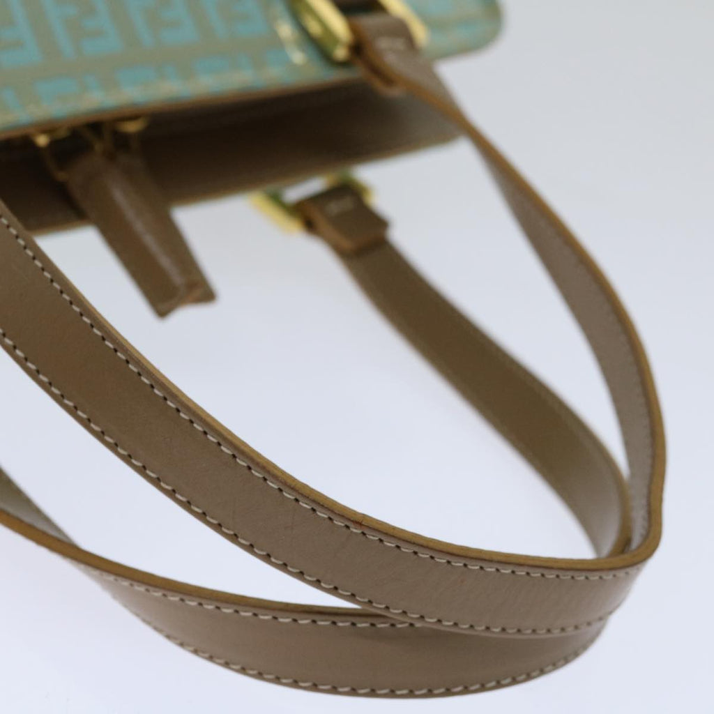 FENDI Zucchino Canvas Hand Bag Enamel Light Blue67120