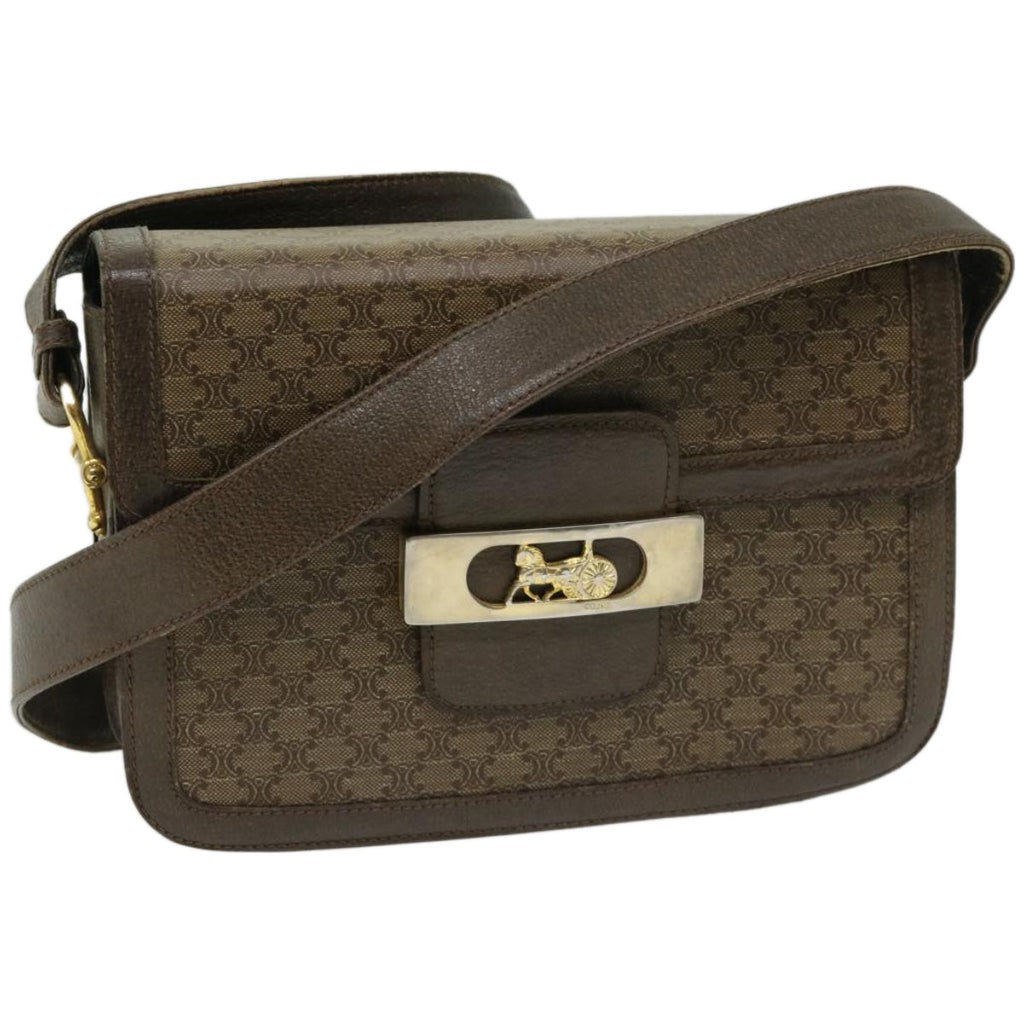 CELINE Macadam Canvas Shoulder Bag Brown  67180