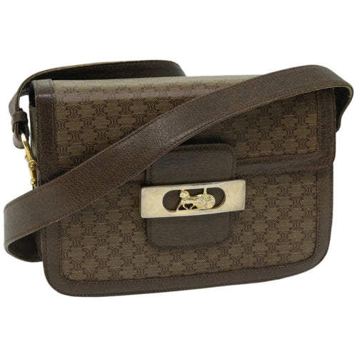 CELINE Macadam Canvas Shoulder Bag Brown  67180