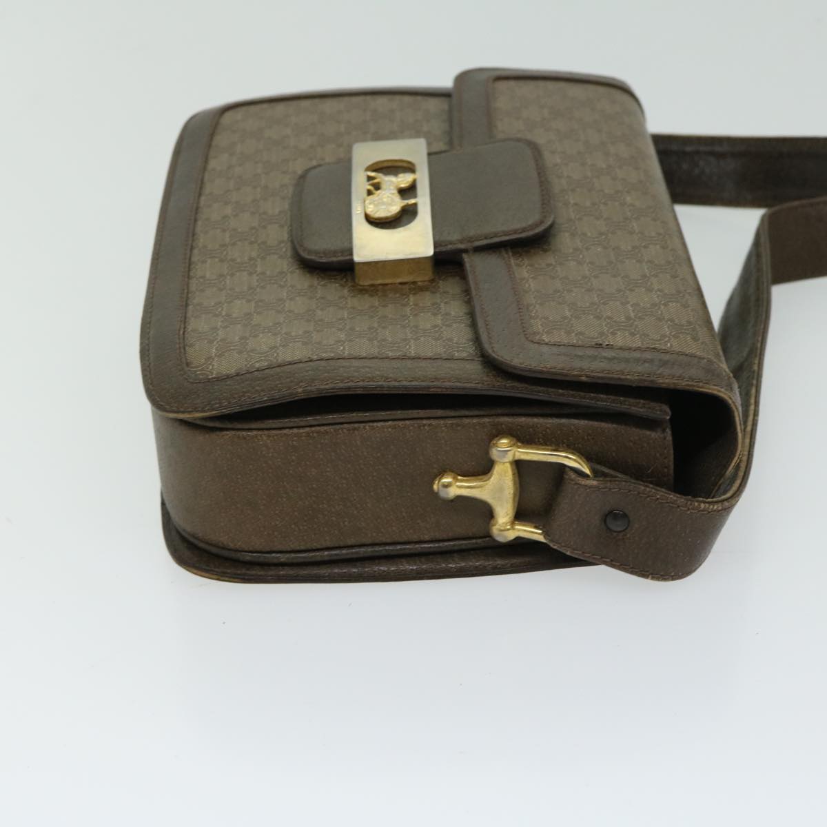 CELINE Macadam Canvas Shoulder Bag Brown  67180