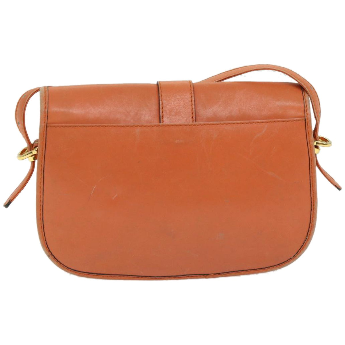CELINE Shoulder Bag Leather Orange  67182