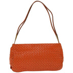 BOTTEGA VENETA INTRECCIATO Shoulder Bag Leather Outlet Orange Auth 67184