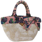 PRADA Hand Bag Straw White Pink  67207