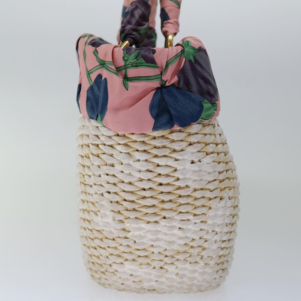 PRADA Hand Bag Straw White Pink  67207