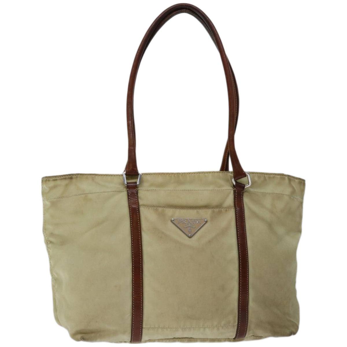PRADA Hand Bag Nylon Beige 67215