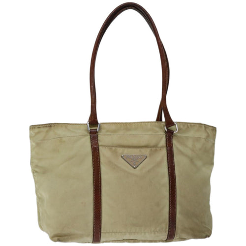 PRADA Hand Bag Nylon Beige 67215