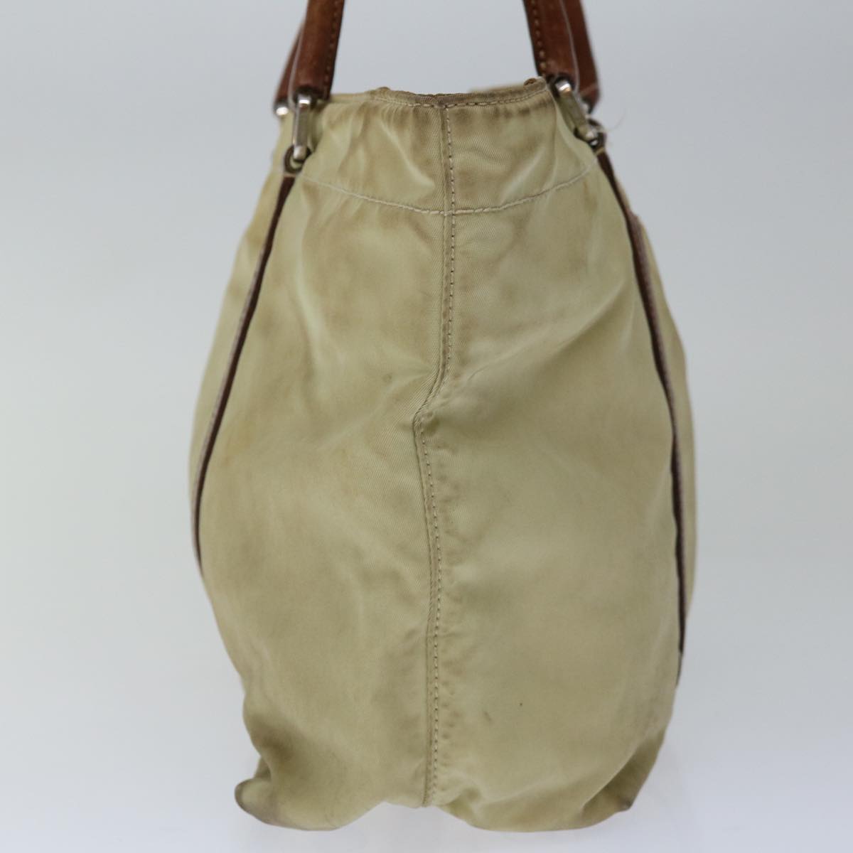 PRADA Hand Bag Nylon Beige 67215
