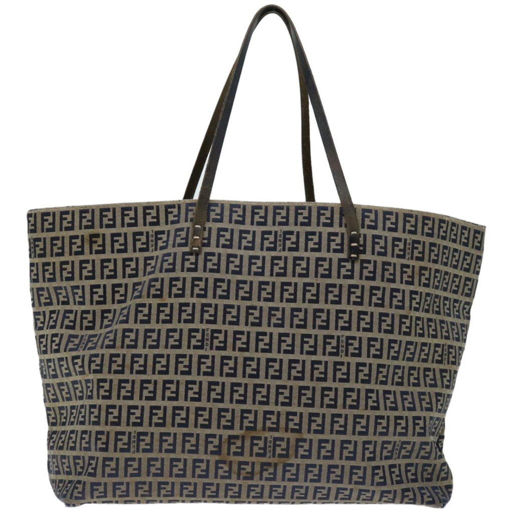 FENDI Zucchino Canvas Tote Bag Navy 4276 26764 01867226