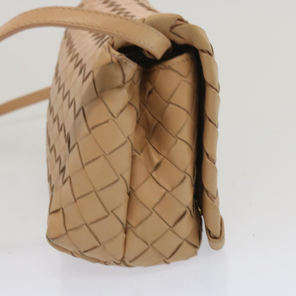 BOTTEGA VENETA INTRECCIATO Shoulder Bag Leather Beige Auth 67236