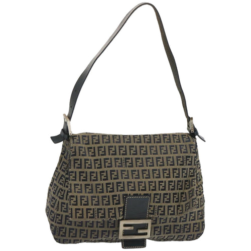 FENDI Zucchino Canvas Mamma Baguette Shoulder Bag Navy67267