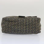 FENDI Zucchino Canvas Mamma Baguette Shoulder Bag Navy67267