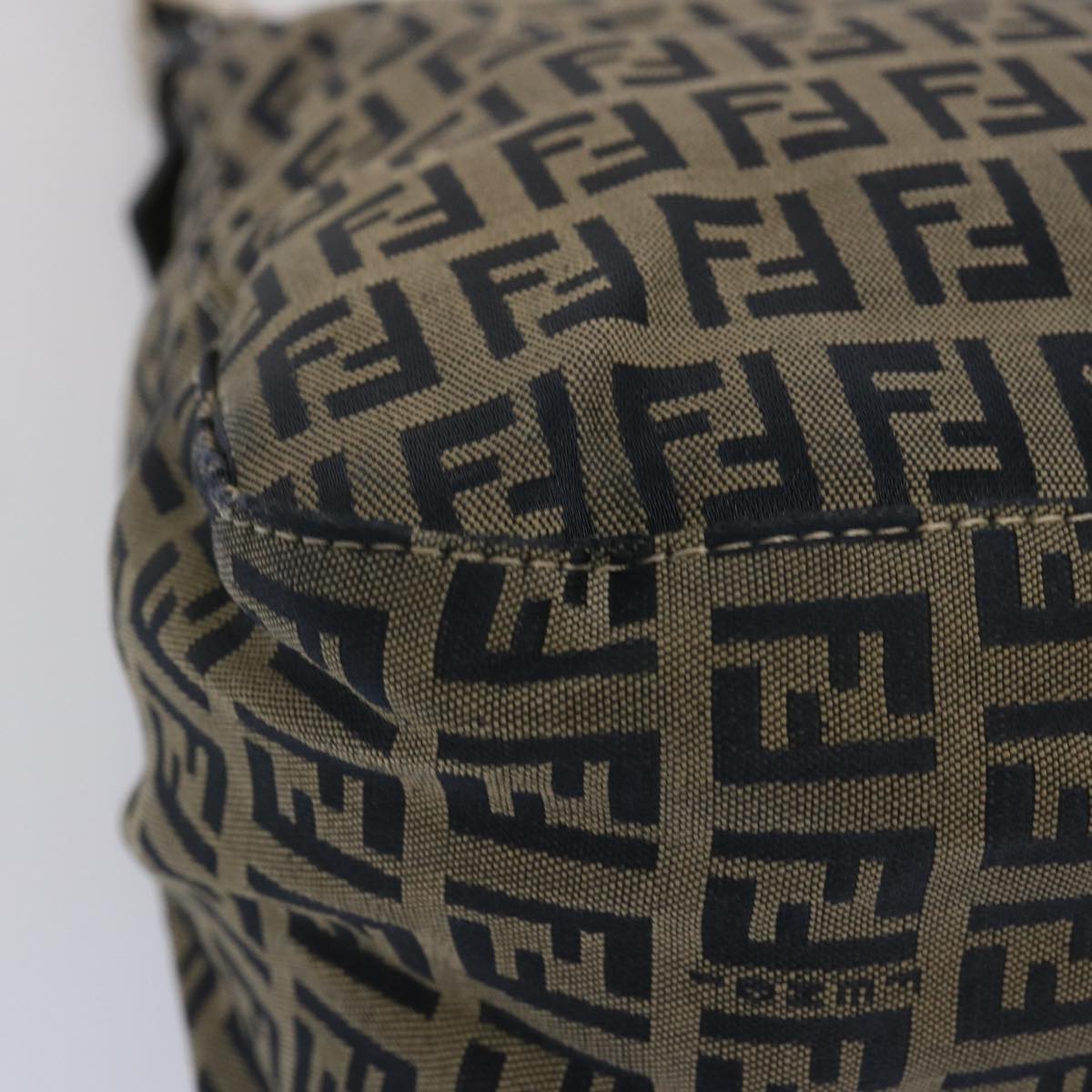 FENDI Zucchino Canvas Mamma Baguette Shoulder Bag Navy67267